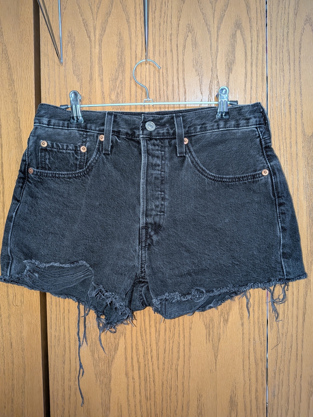 Levi's 501 Black Distressed Cutoff Denim Shorts
